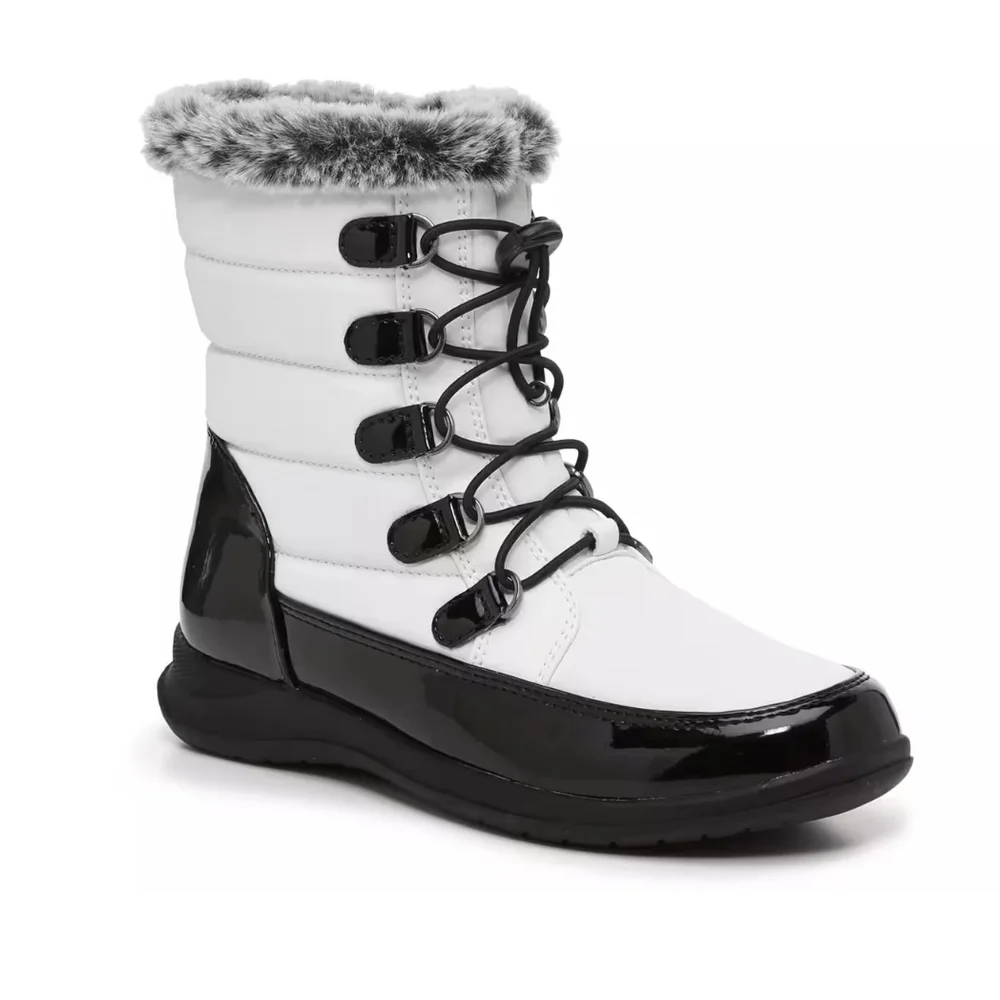 totes Jaycee Winter Snow Boots Womens Size 8.5 White Quilted Upper